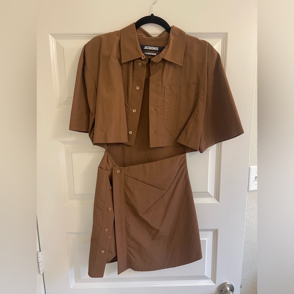 Jacquemus Chocolate Brown Asymmetrical Dress
